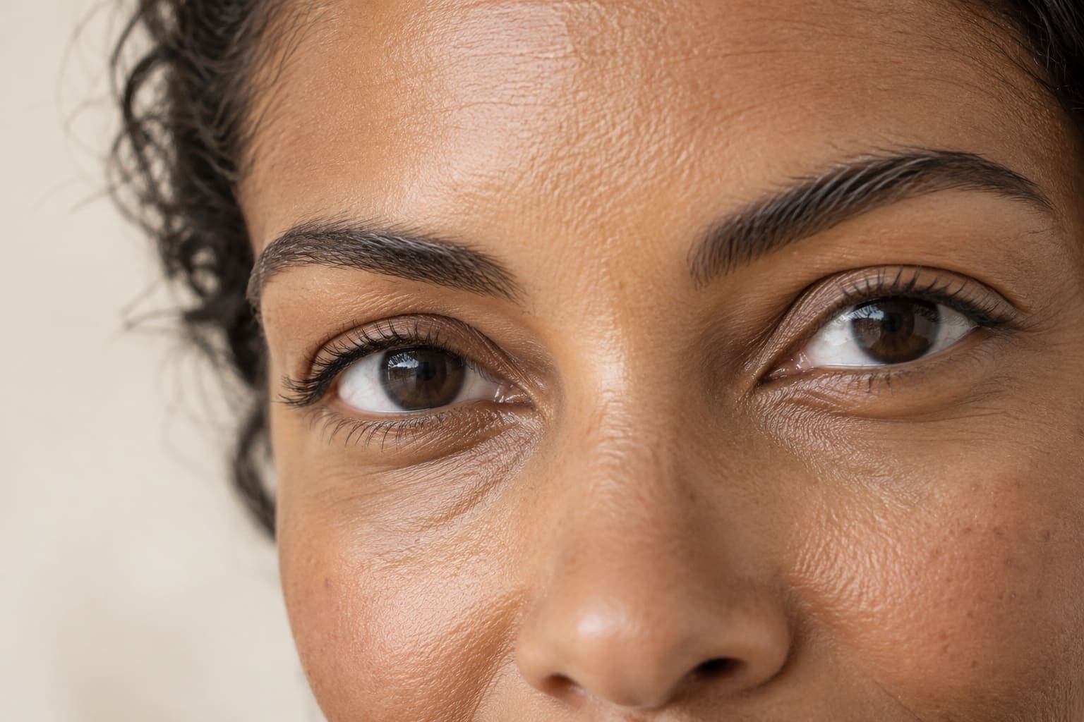 Área dos olhos de uma mulher
